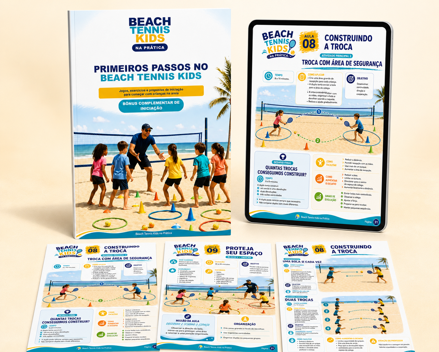 Mockup do bônus 1: 11 Aulas Lúdicas de Beach Tennis Kids Prontas para Aplicar